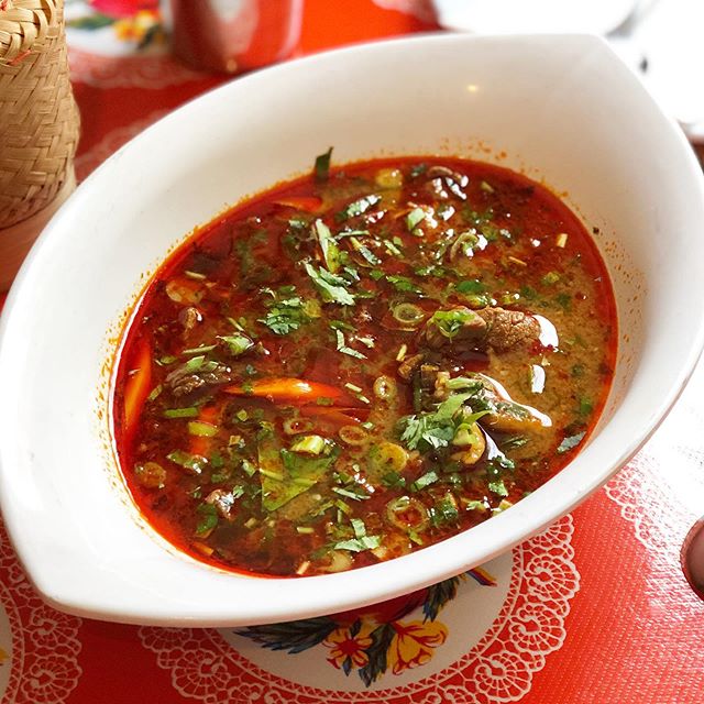 Another new item now available at #pokpokpdx & #pokpoknw - Kaeng Awm Neua-Spicy, aromatic Northern Thai beef shank stew with dry chilies, turmeric, galangal, lemongrass, lime leaf and coriander root. Lanna soul food! Goes well with Laap Meuang.